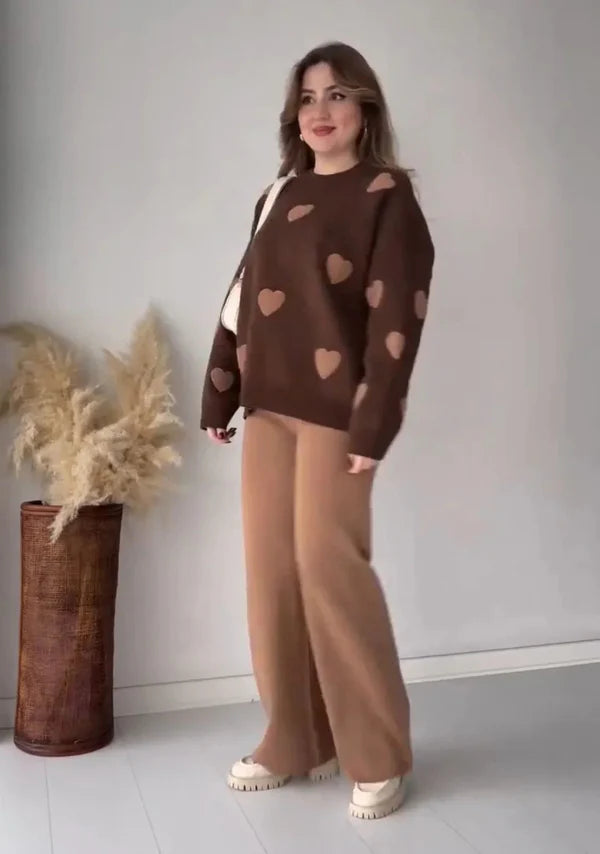 Winter Heart Printed 2 PC Co-Ord Set