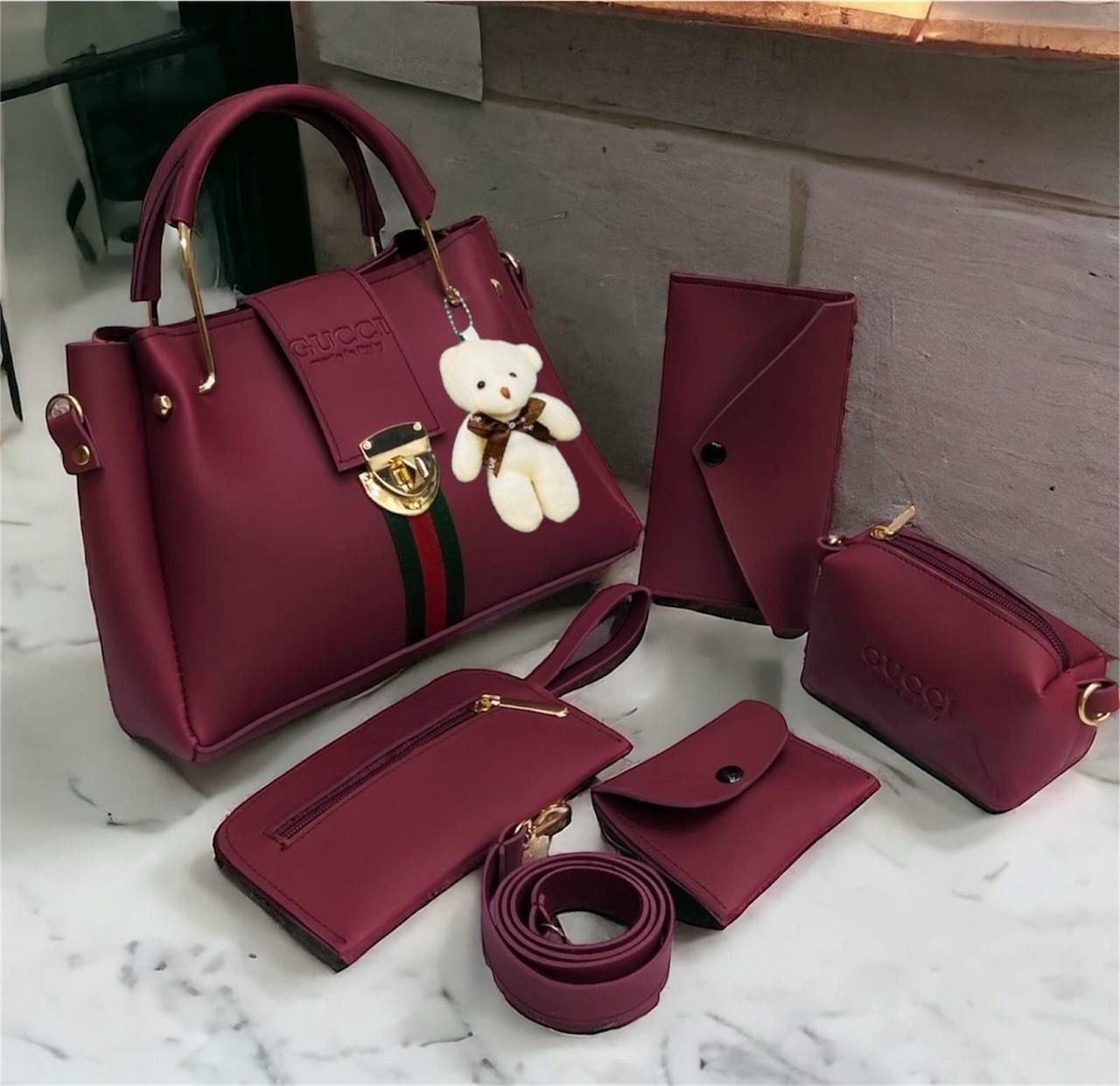 🔥 Gucci 5pcs Lock Style 🔥 (Maroon)