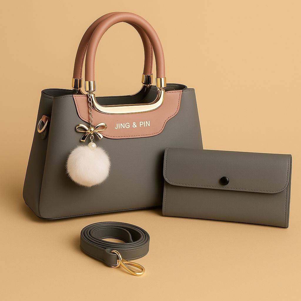 Jing & Pin 2-Piece Handbag Set (Grey)